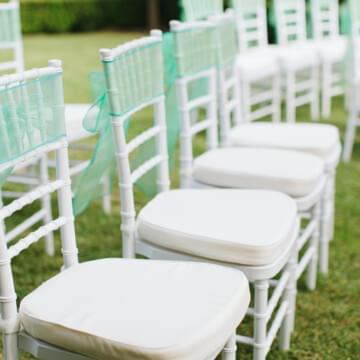 white tiffany chair hire by event marquees | © event marquees