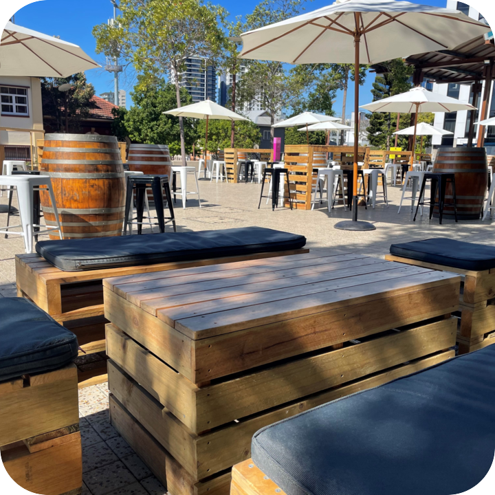 Pallet Furniture for HIRE pallet tables & bars