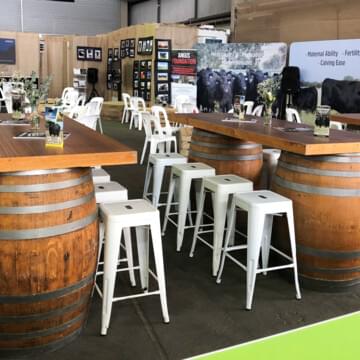 Wine Barrel Furniture Hire by Event Marquees | © Event Marquees
