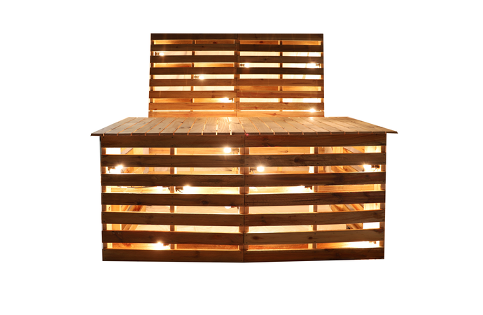 Pallet Back Wall with Bar Hire by Event Marquees | © Event Marquees
