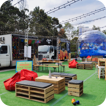 Pallet Furniture Hire by Event Marquees | © Event Marquees