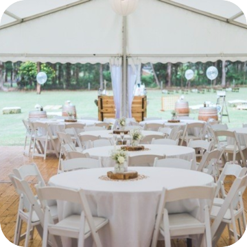 round wedding table for hire by event marquees | © event marquees