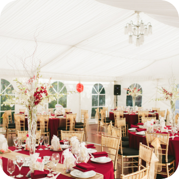 round tables and wedding marquee hire by event marquees | © event marquees