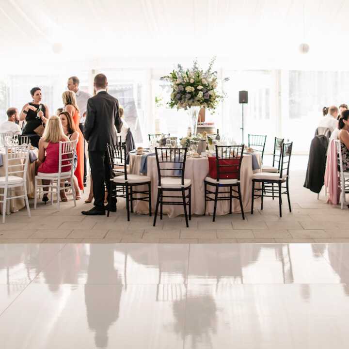 white dance floor hire by event marquees | © event marquees | © event marquees