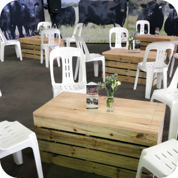 Pallet Furniture Hire by Event Marquees | © Event Marquees