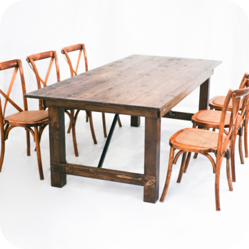 Farm Table with Cross Back Chair Hire by Event Marquees | © Event Marquees Farm Table with Cross Back Chair Hire by Event Marquees | © Event Marquees