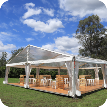 Marquee Hire with Pallet Furniture by Event Marquees | © Event Marquees