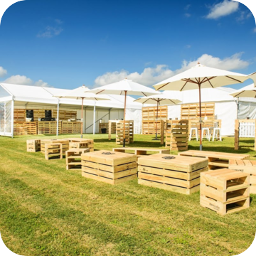 Pallet Furniture Hire by Event Marquees | © Event Marquees