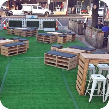 Pallet Furniture Hire by Event Marquees | © Event Marquees