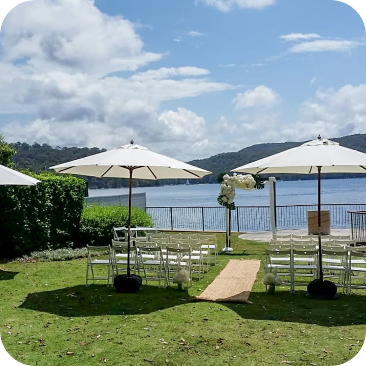 Umbrella Hire 3m teak umbrellas for hire