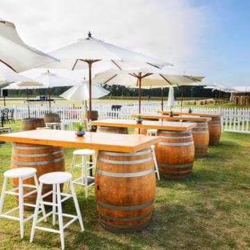 Wine Barrel Furniture Hire by Event Marquees | © Event Marquees | © Event Marquees