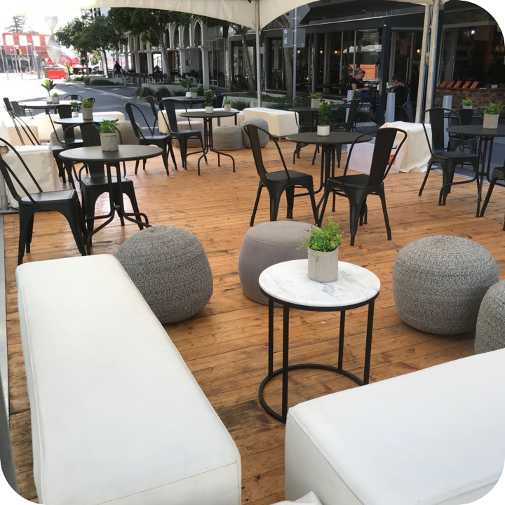 Ottoman Hire White & Black Ottomans for hire