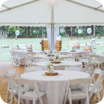 White Folding Chair for Sale by Event Marquees | © Event Marquees