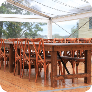 Rustic Farm Table for Sale by Event Marquees | © Event Marquees