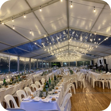 Clear Marquee Hire with Table Hire by Event Marquees | © Event Marquees