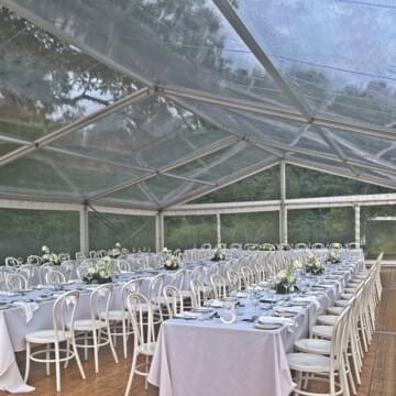 Clear Marquee Hire with Table Hire by Event Marquees | © Event Marquees | © Event Marquees